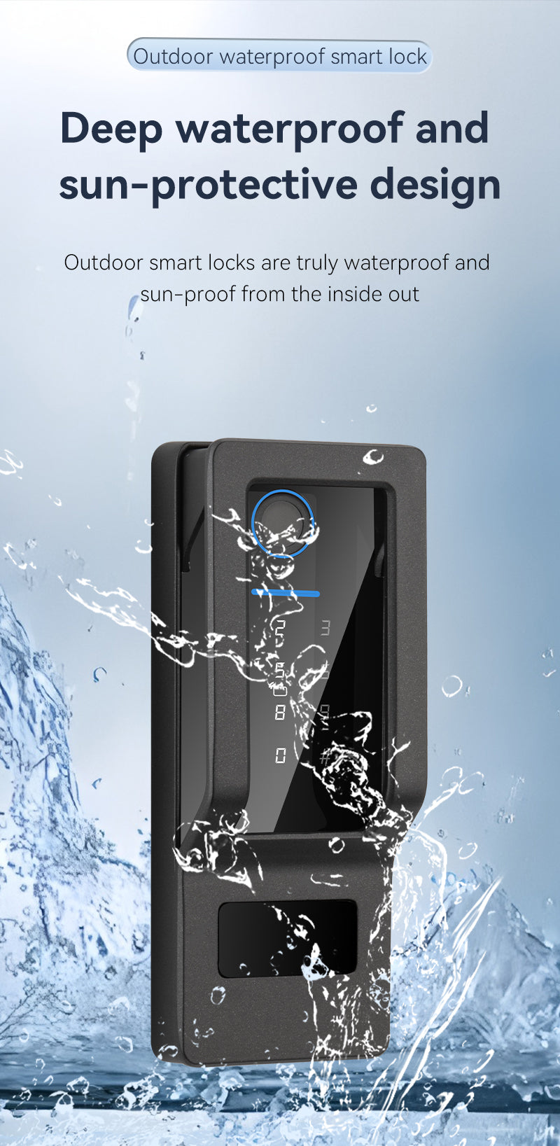 B1 Outdoor waterproof smart lock Easy to install without wiring, and automatically locks upon entry and exit The safety anti-theft Hall sensor technology automatically locks when the door is closed