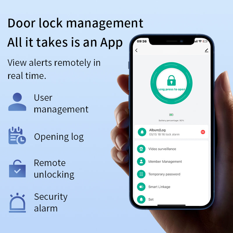 K03  3D facial recognition smart lock, active real-time monitoring, remote video intercom, quick fingerprint recognition, APP intelligent management, remote one-click unlocking