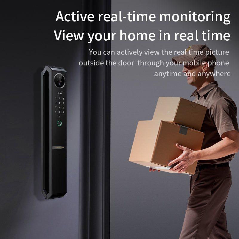 K03  3D facial recognition smart lock, active real-time monitoring, remote video intercom, quick fingerprint recognition, APP intelligent management, remote one-click unlocking
