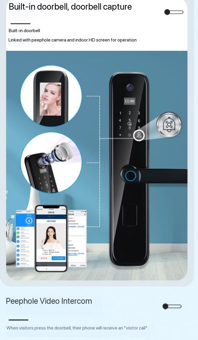 P8S Intercom Visual Peephole Smart Lock Peephole Monitoring Intercom Visual Large Screen