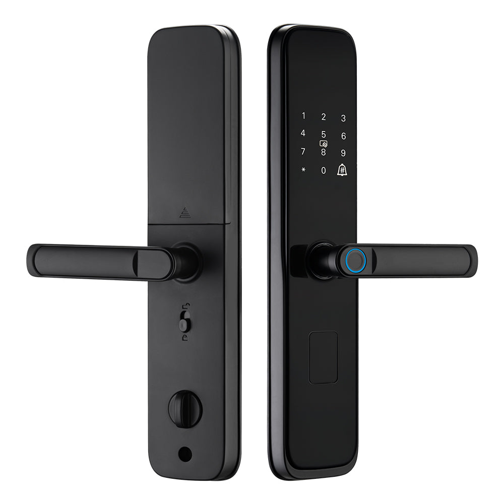 P8S-1Smart door lock Emergency power supply: USB emergency power supply Lock type: fingerprint, password, contactless card, key, temporary password Remote control (optional)/Remote lock release Operating