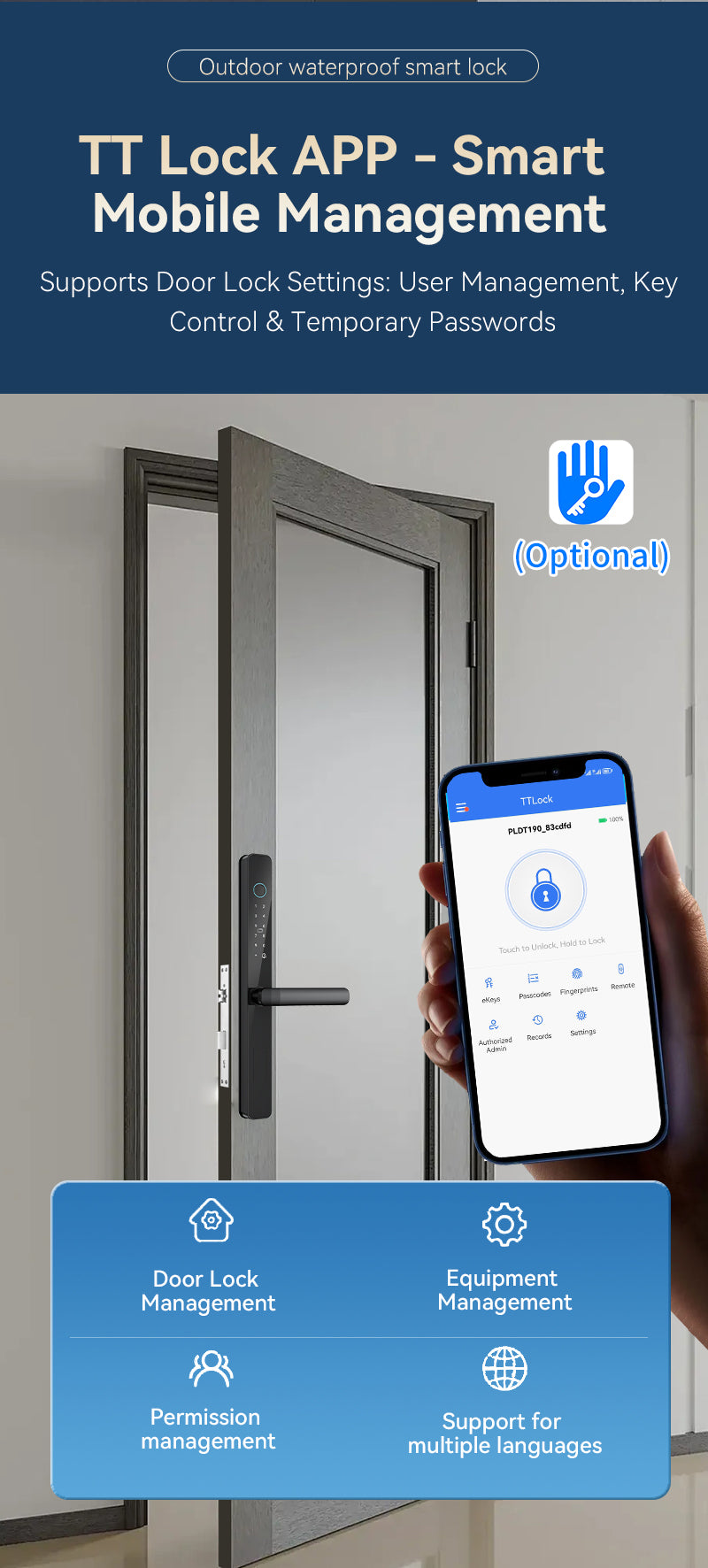 Y03 Outdoor Waterproof & Heat-Resistant Smart Fingerprint Lock